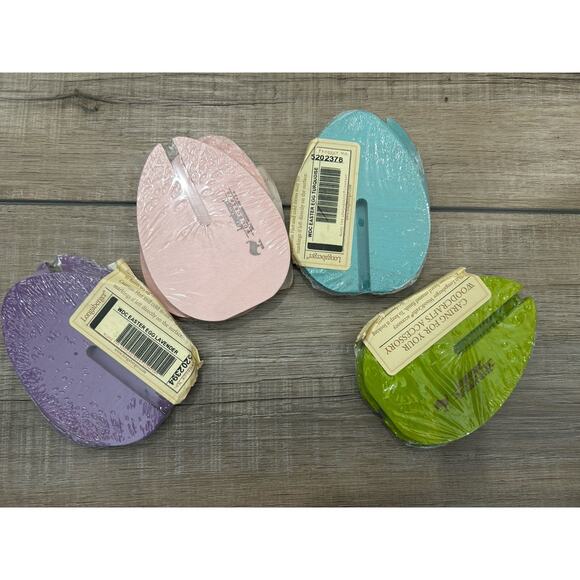 Longaberger Woodcrafts Set of 4 Easter Eggs Turquoise Pink Lavender Green NIP